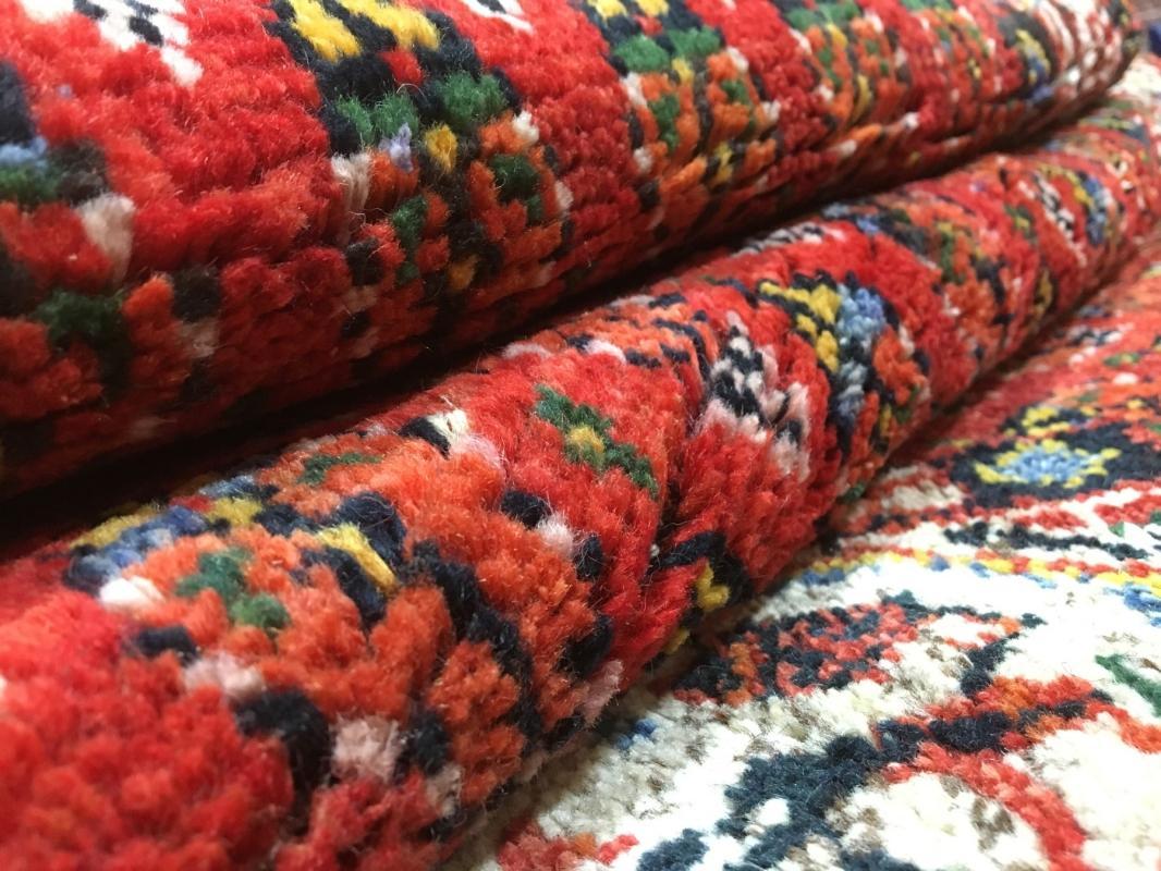 Handmade Vintage Hamadan Red Wool Runner Rug 3'6 x 10'8