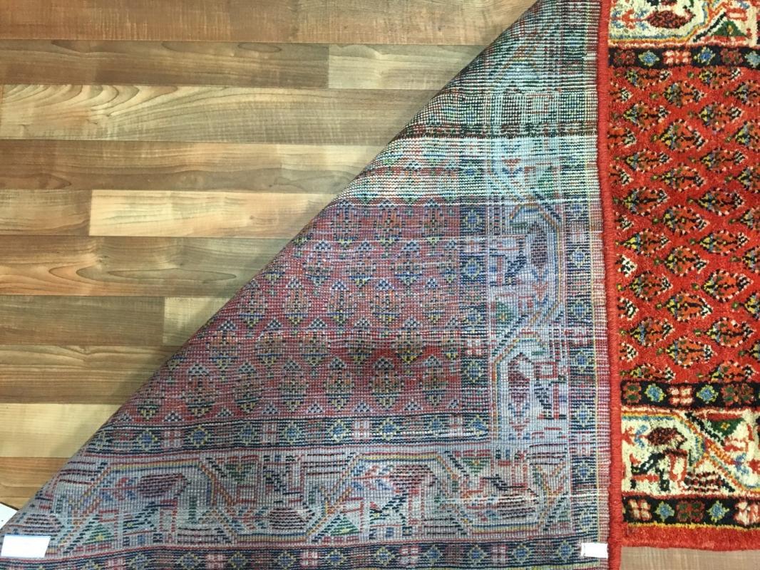 Handmade Vintage Hamadan Red Wool Runner Rug 3'6 x 10'8