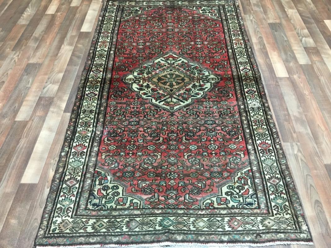 Handmade Vintage Persian Hamadan Oriental Area Rug 3'11 x 7'1