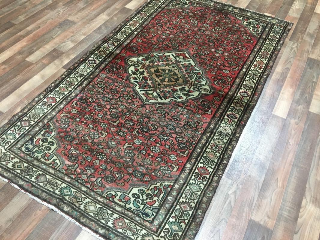 Handmade Vintage Persian Hamadan Oriental Area Rug 3'11 x 7'1