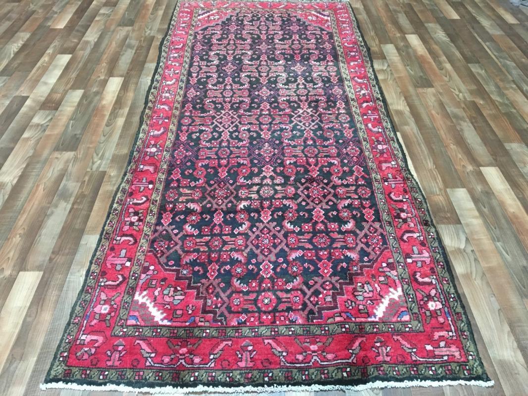 Handmade Antique Persian Hamadan Oriental Runner Rug 4'3 x 9'10