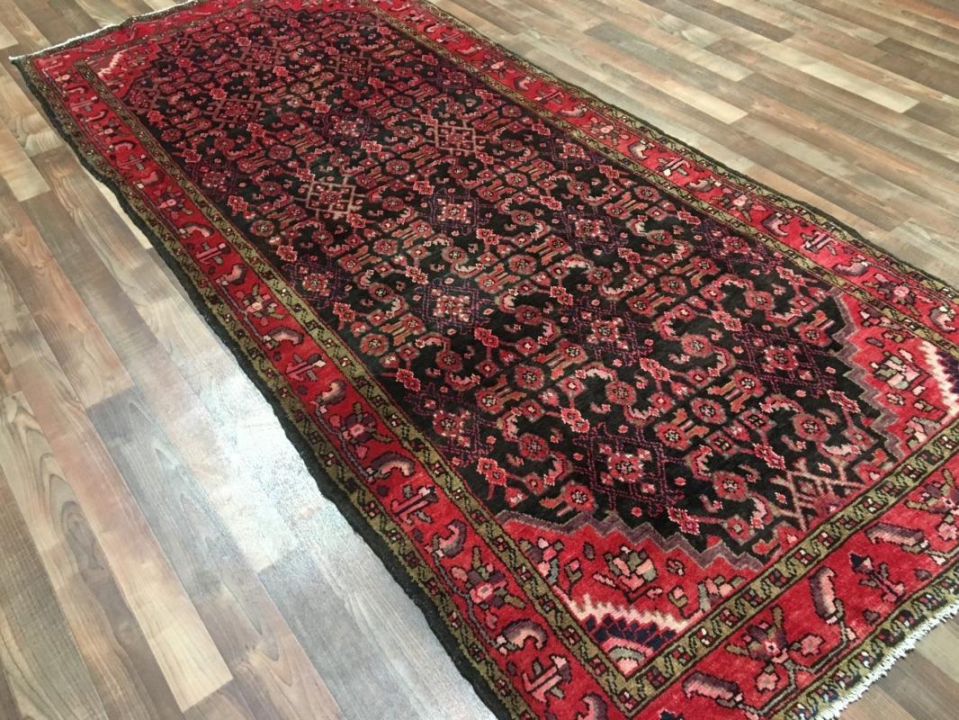 Handmade Antique Persian Hamadan Oriental Runner Rug 4'3 x 9'10