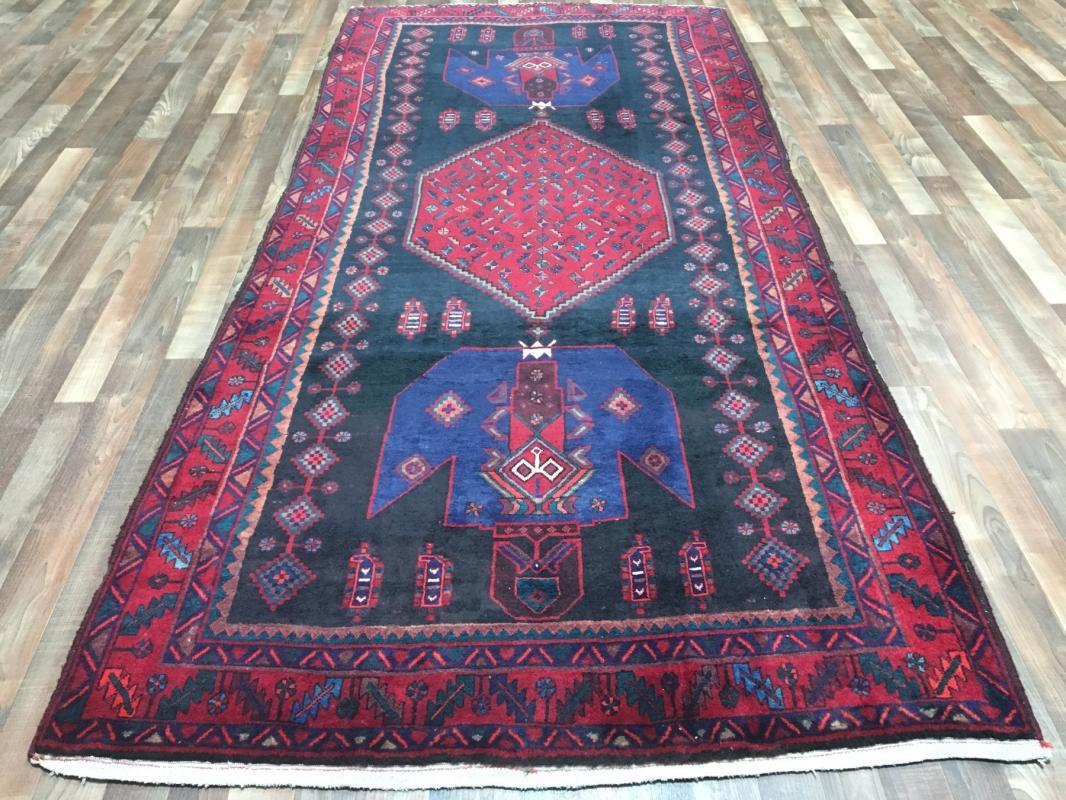 Handmade Vintage Persian Hamadan Oriental Runner Rug 4'9 x 10'4