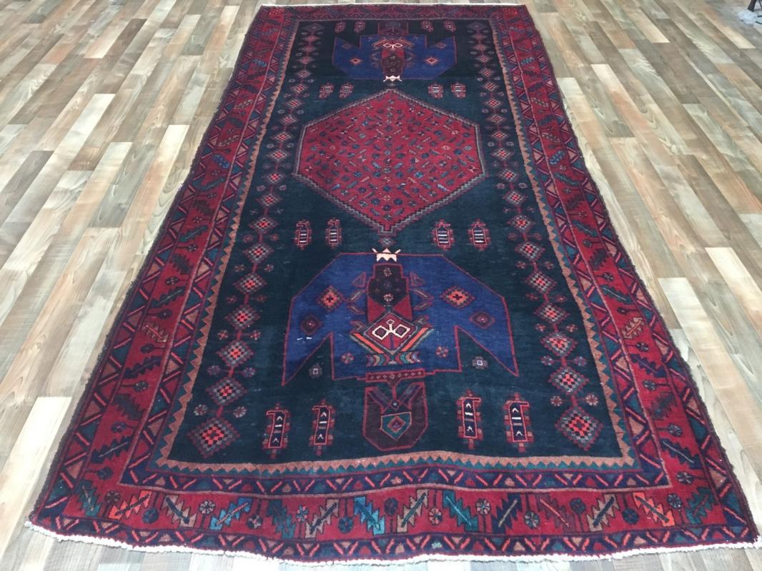 Handmade Vintage Persian Hamadan Oriental Runner Rug 4'9 x 10'4