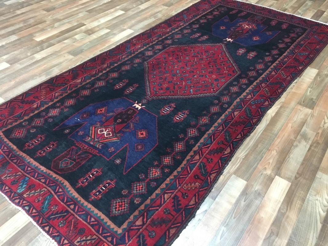 Handmade Vintage Persian Hamadan Oriental Runner Rug 4'9 x 10'4