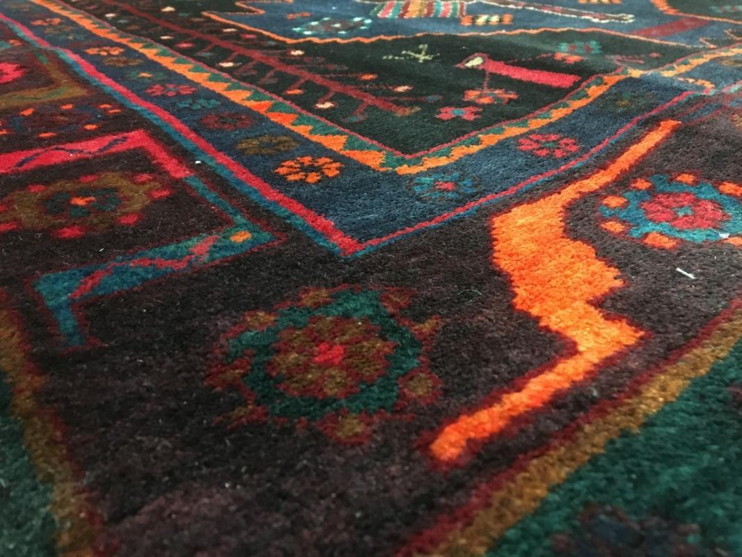 Vintage Handmade Persian Hamadan Oriental Runner Rug 4'4 x 9'2
