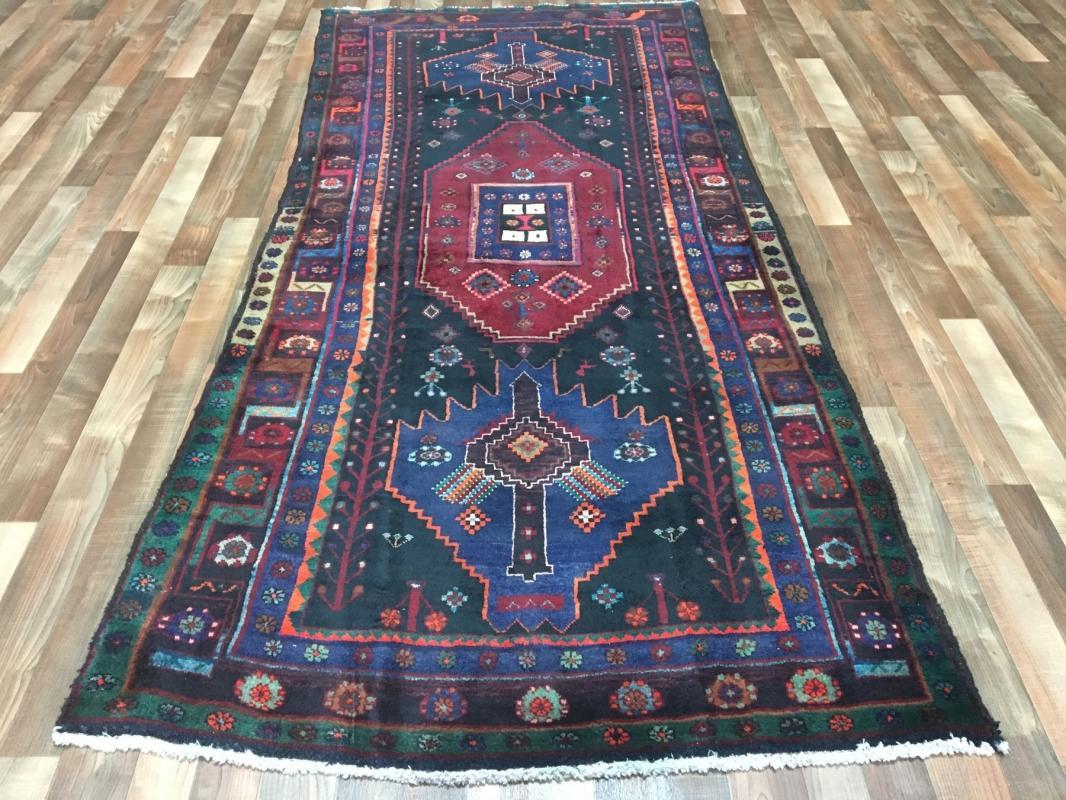 Vintage Handmade Persian Hamadan Oriental Runner Rug 4'4 x 9'2