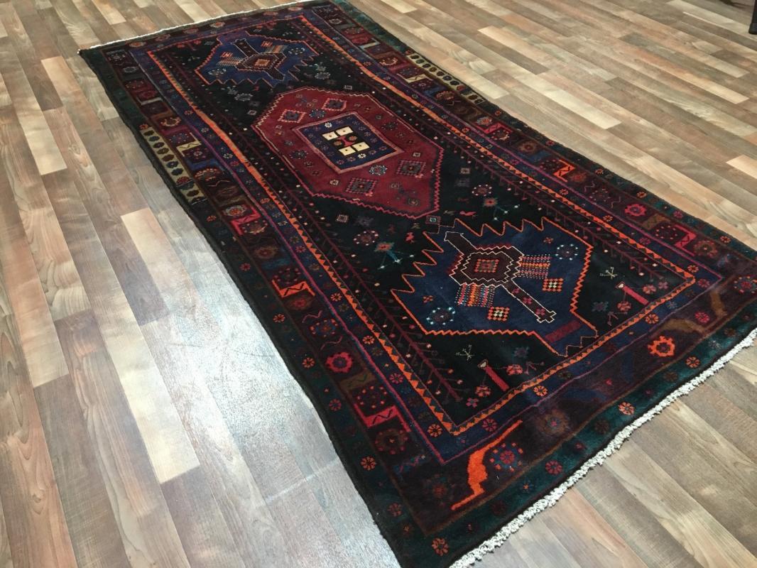 Vintage Handmade Persian Hamadan Oriental Runner Rug 4'4 x 9'2