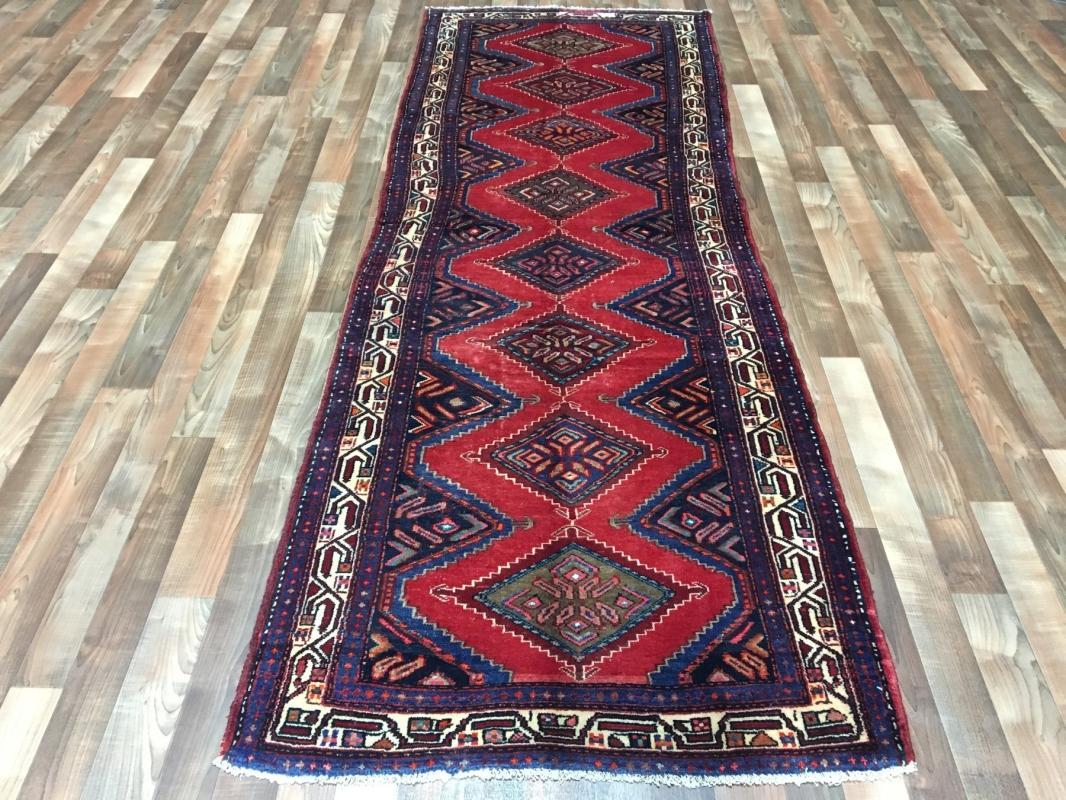 Vintage Handmade Persian Hamadan Oriental Runner Rug 3'3 x 9'8