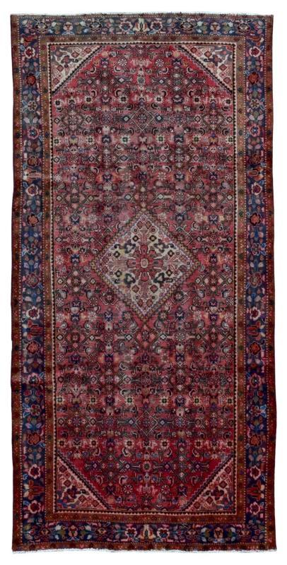 Handmade Antique Persian Hamadan Red Oriental Rug 5'1 x 10'8