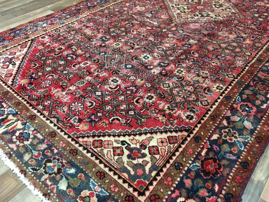 Handmade Antique Persian Hamadan Red Oriental Rug 5'1 x 10'8