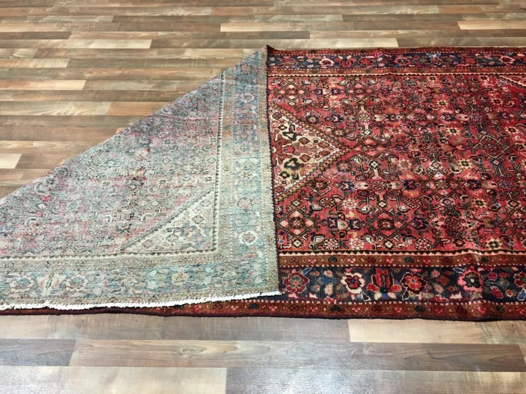Handmade Antique Persian Hamadan Red Oriental Rug 5'1 x 10'8