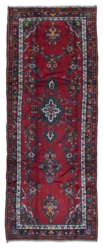 Handmade Vintage Persian Hamadan Red Oriental Runner 3'11 x 10'1