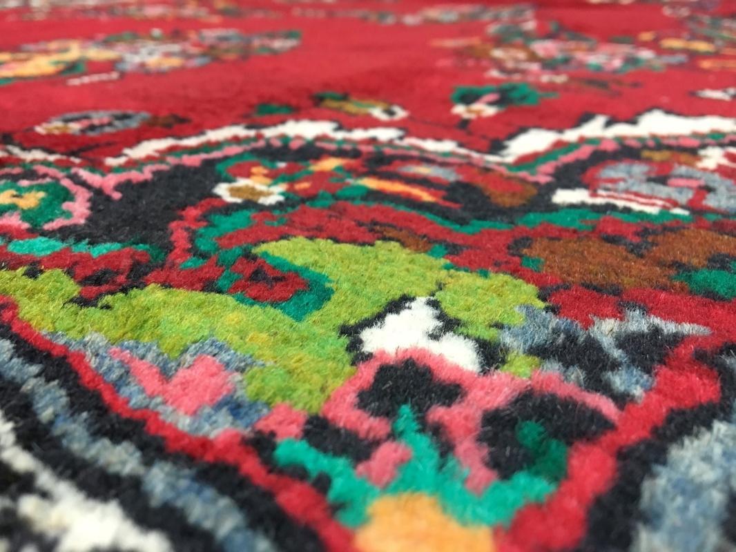 Handmade Vintage Persian Hamadan Red Oriental Runner 3'11 x 10'1