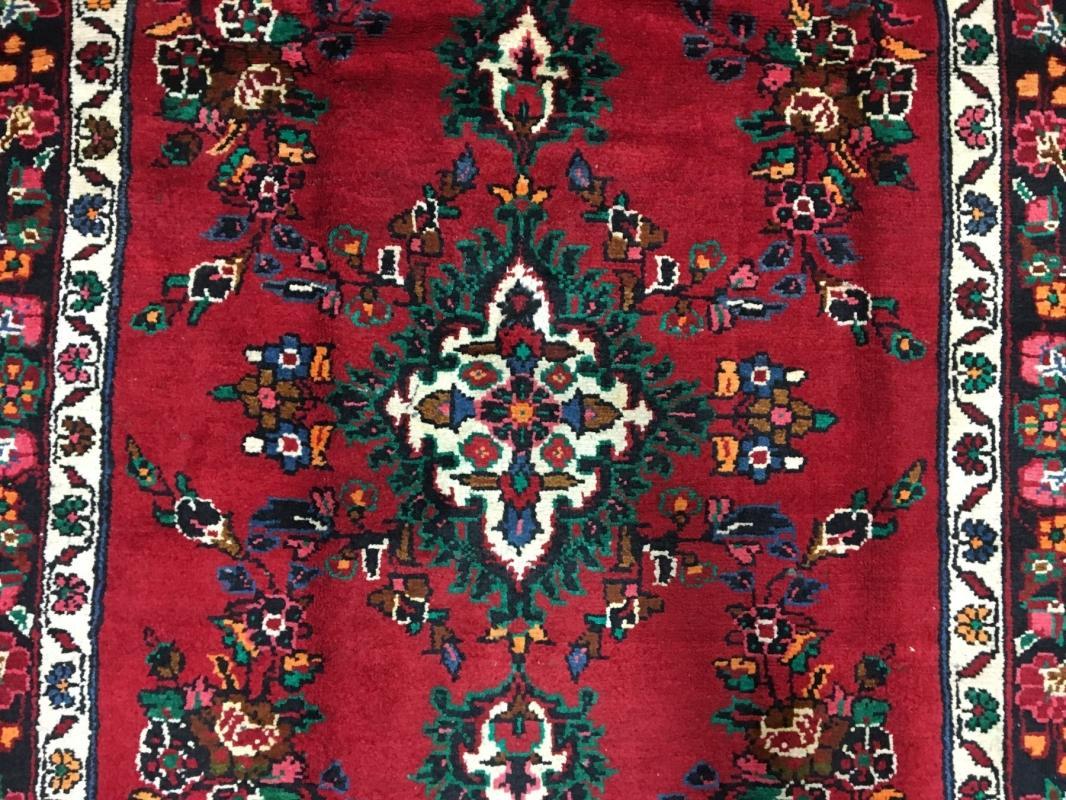 Handmade Vintage Persian Hamadan Red Oriental Runner 3'11 x 10'1