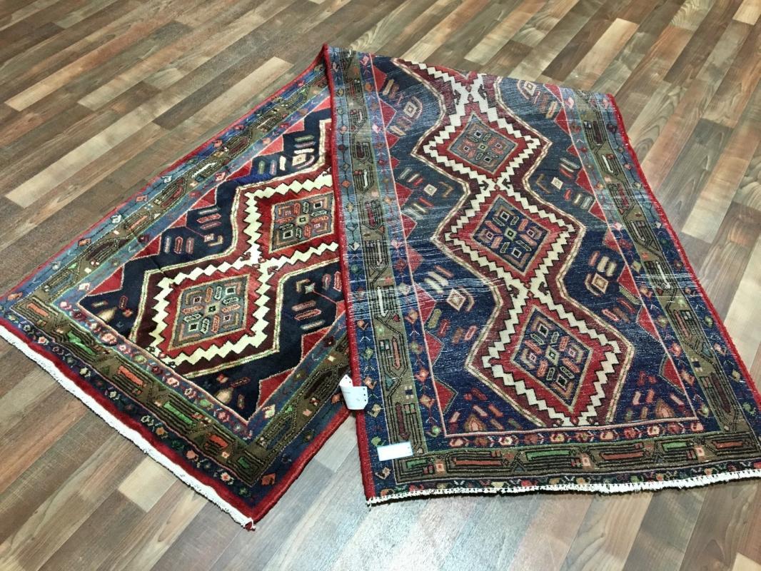 Handmade Vintage Persian Hamadan Red Oriental Wool Runner 2'11 x 9'10