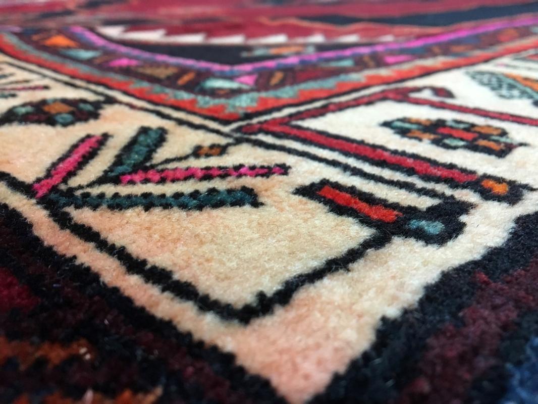 Handmade Vintage Persian Hamadan Red Oriental Runner 4'1 x 9'7