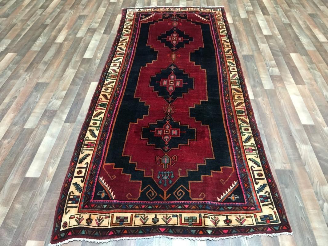 Handmade Vintage Persian Hamadan Red Oriental Runner 4'1 x 9'7
