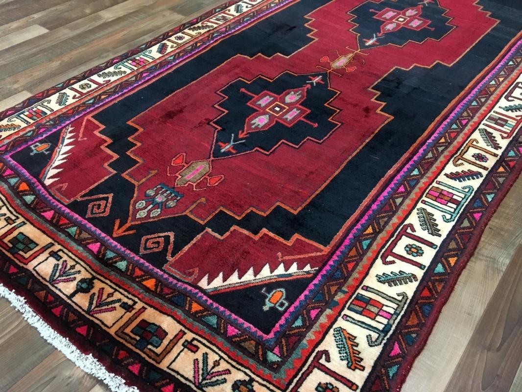 Handmade Vintage Persian Hamadan Red Oriental Runner 4'1 x 9'7