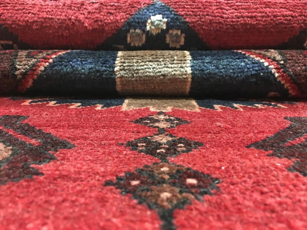 Handmade Vintage Persian Hamadan Red Oriental Runner 3'1 x 9'8