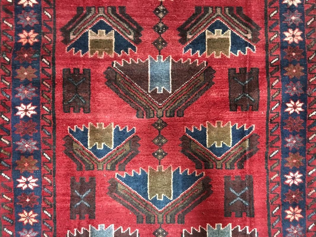 Handmade Vintage Persian Hamadan Red Oriental Runner 3'1 x 9'8