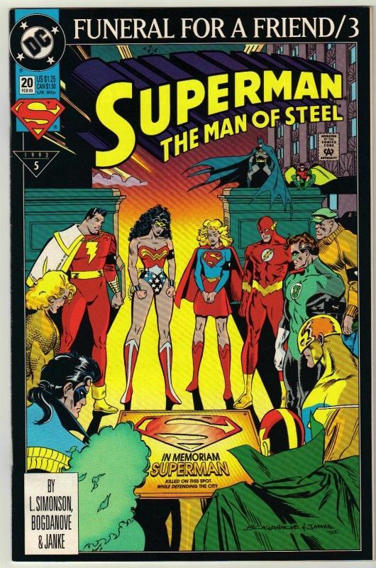 Superman The Man of Steel #20 comic book near mint 9.4