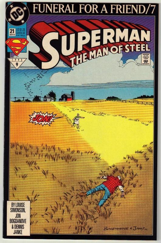 Superman The Man of Steel #21 comic book near mint 9.4