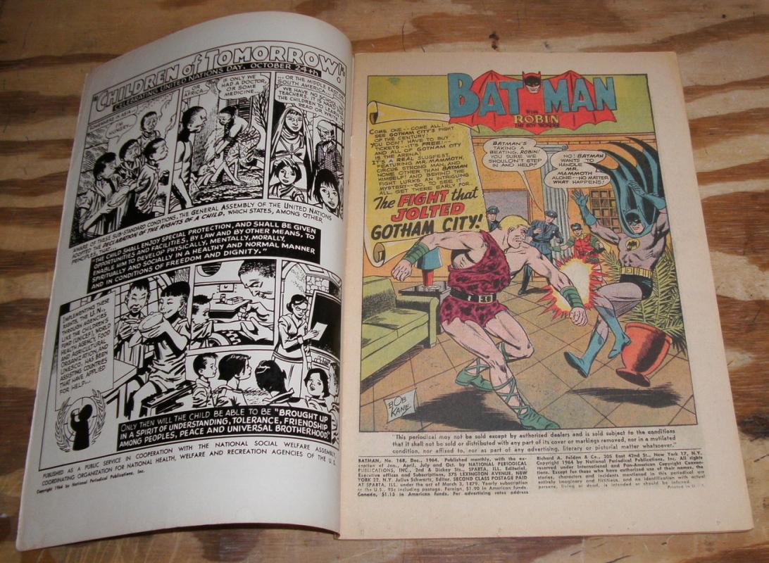 Batman #168 comic book fine 6.0