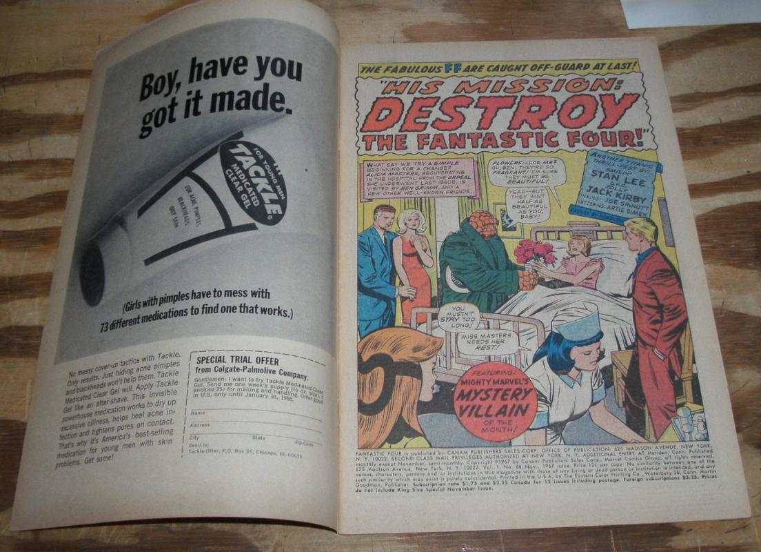 Fantastic Four #68 comic book very fine 8.0 but mvs stamp clipped