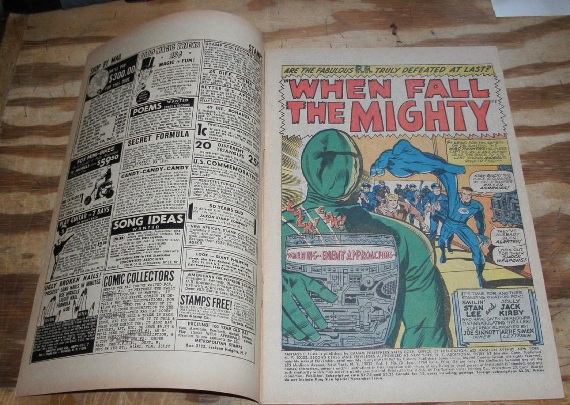 Fantastic Four #70 comic book very fine 8.0 but mvs stamp clipped