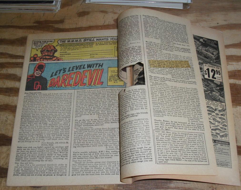 Daredevil #18 comic book letter page clipped