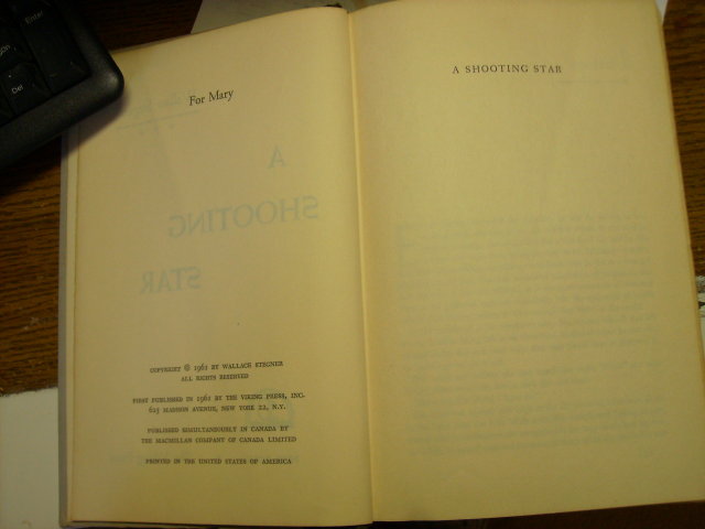 A Shooting Star 1961 hardcover original by Wallace Stegner