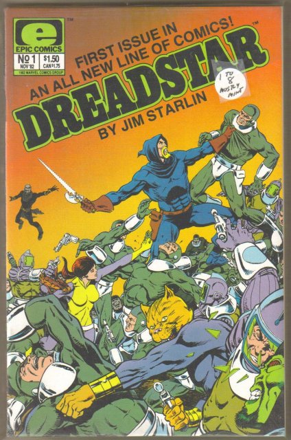 First 8 issues of Dreadstar comic books by Jim Starlin. Near mint.