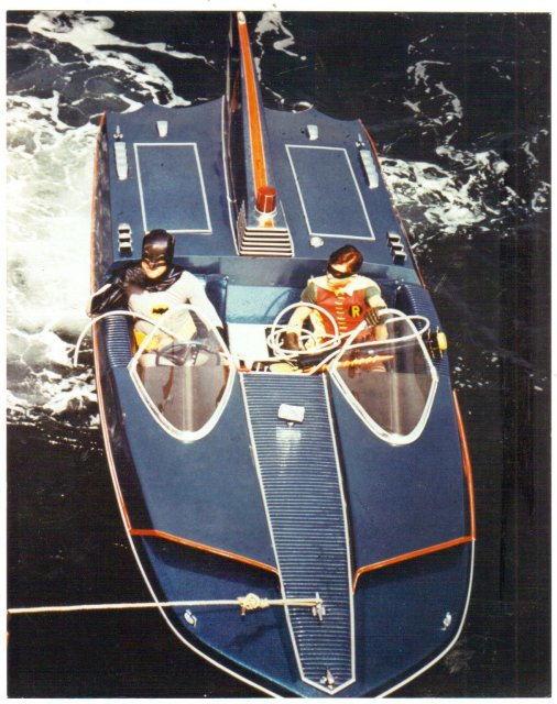 Adam West as Batman in Bat Boat color glossy photo 8 by 10