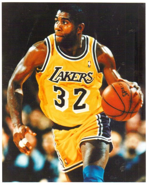 Magic Johnson Lakers color glossy photo 8 by 10