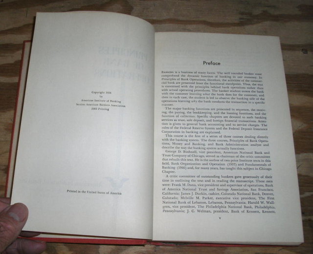 Principles of Bank Operations hardback 1960 printing