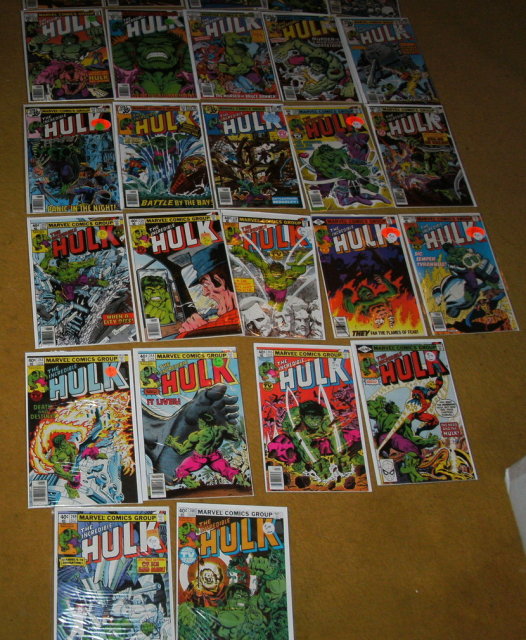 41 different old Incredible Hulk comic books