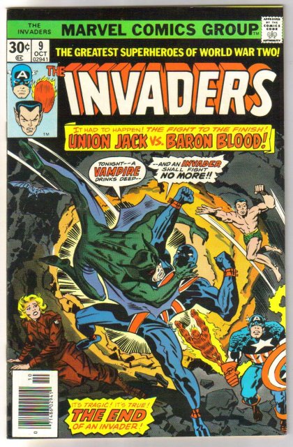 Invaders #9 comic book very fine/near mint 9.0