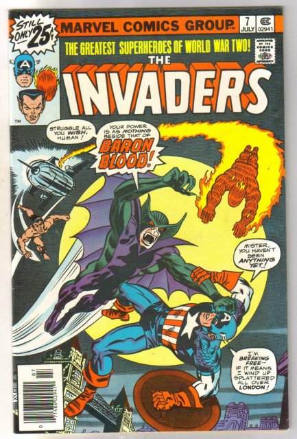 Invaders #7 comic book very fine/near mint 9.0