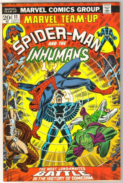 Marvel Team-up #11 featuring Spider-man and the Inhumans comic book very fine 8.0