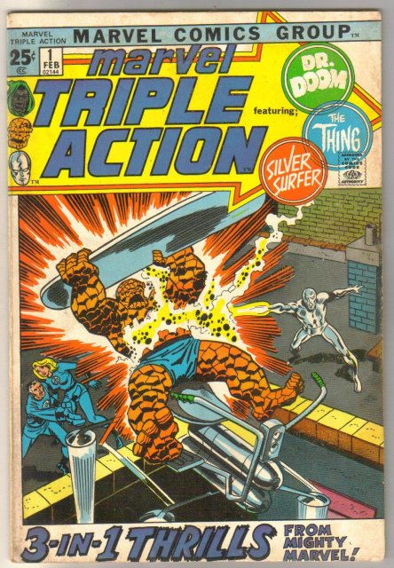 Marvel Triple Action #1 featuring The Thing, Dr. Doom, and the Silver Surfer comic book fine 6.0