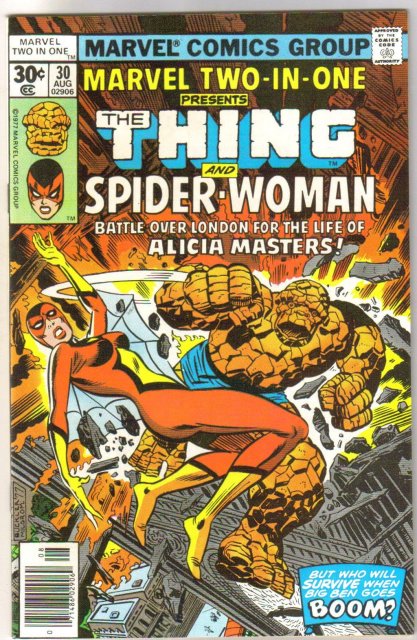 Marvel Two-In-One #30 comic book featuring The Thing and Spider-Woman near mint 9.4