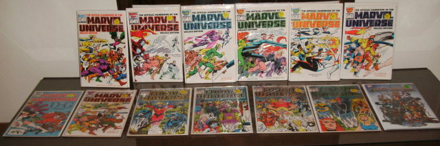 Official Handbook of the Marvel Universe comic book collection of 13 different