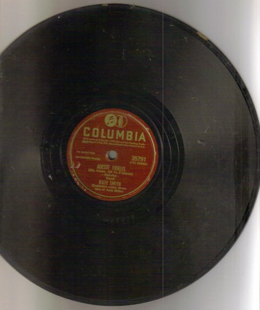 Kate Smith 78 rpm Christmas record Silent Night and Adeste Fideles (Oh, Come all Ye Faithful)