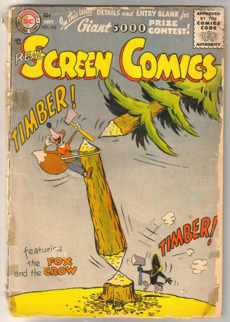 Real Screen Comics featuring the Fox and the Crow #102 comic book poor 1.0