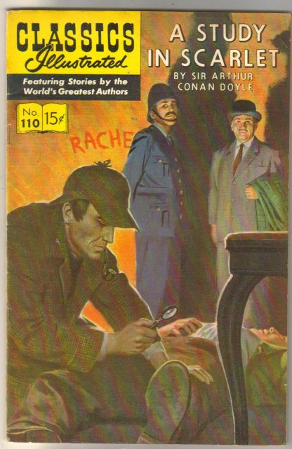Classic Illustrated #110 hrn#165 A Study in Scarlett by Sir Arthur Conan Doyle comic book fine/very fine 7.0