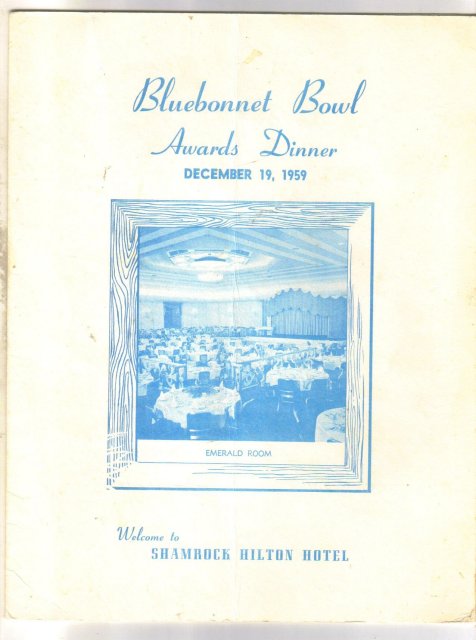 First Bluebonnet Bowl Awards Dinner program December 19, 1959