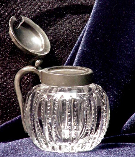 Old Rare Small Cut Glass Pitcher & Top
