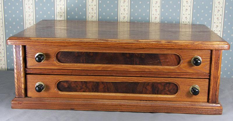 Oak Two Drawer Spool Cabinet