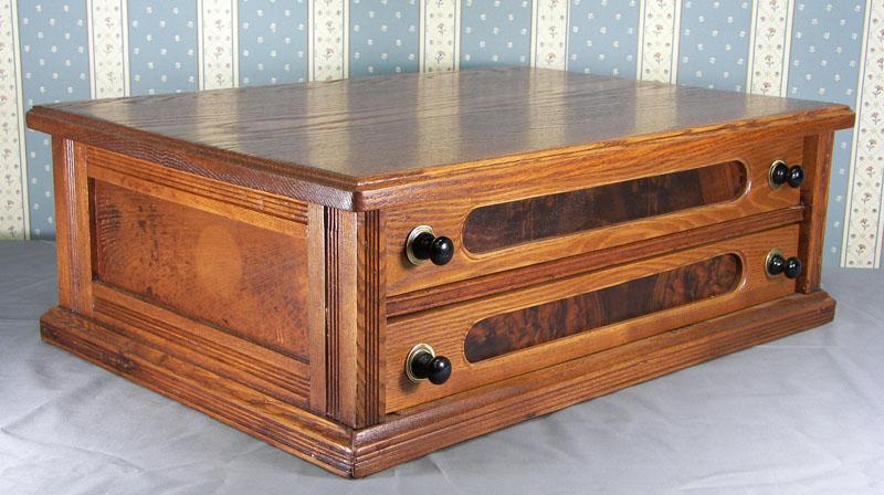 Oak Two Drawer Spool Cabinet